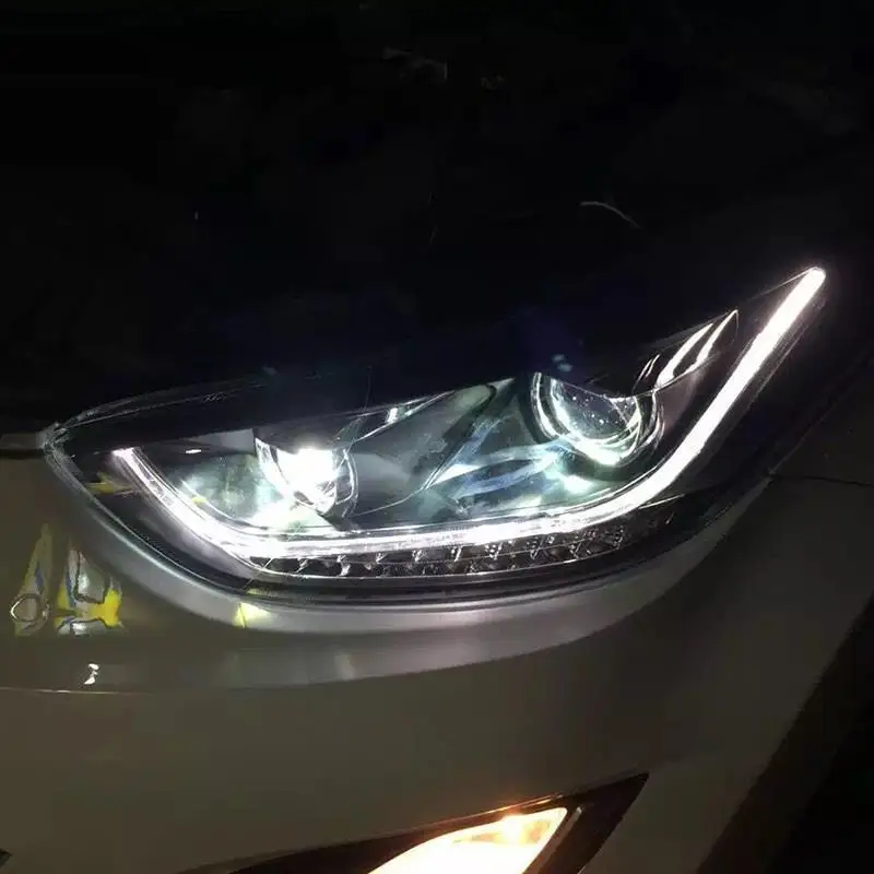 Запчасти лампы Luces Para Drl Авто боковой сигнал поворота ходовые Автомобильные светодиодные фары Задние Автомобильные фары в сборе для hyundai Elantra