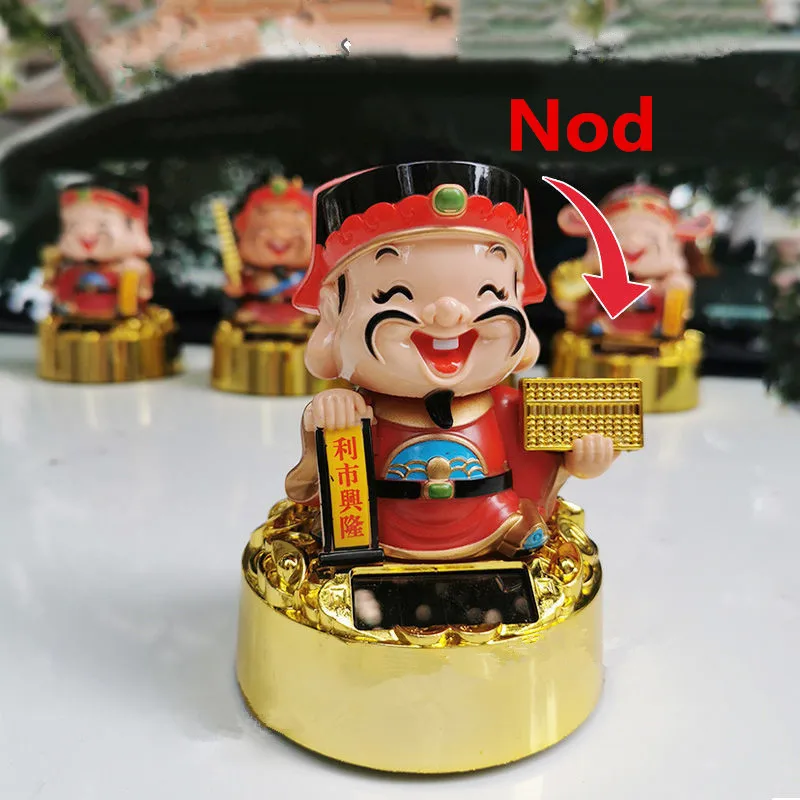 Battery-free God of Wealth Mascot Home Furnishing Desktop Decoration Car Interior Feng Shui Decor Solar Fortune Statue Model | Дом и сад
