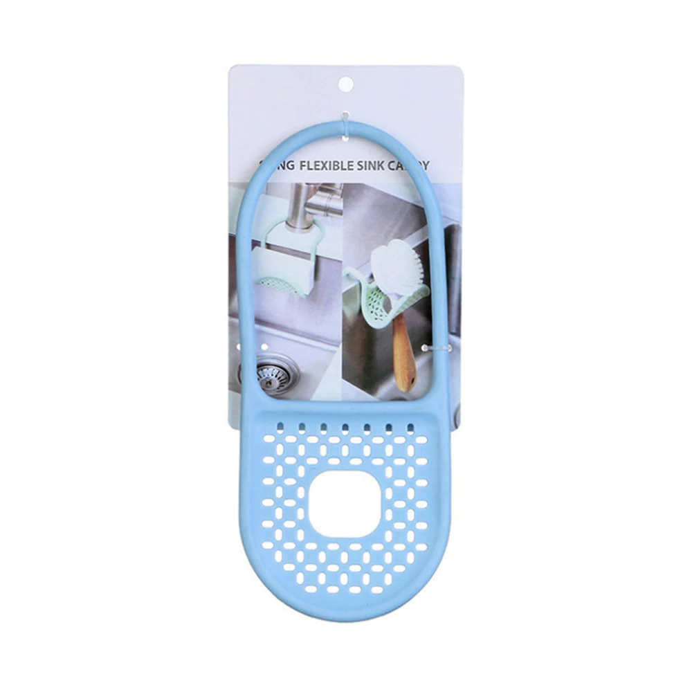 Sink Shelf Soap Sponge Drain Rack Bathroom Holder Kitchen Storage Suction Cup - Color: Blue