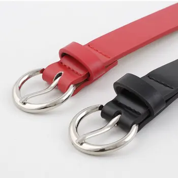 

Ladies Women Round Buckle Belt Dress Jeans Faux Leather Waistband Waist Belt FS99