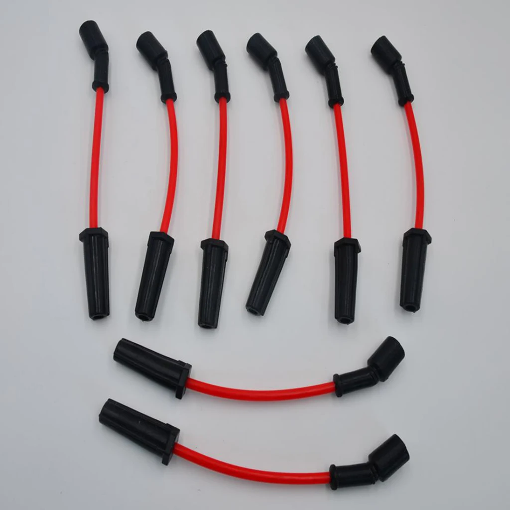 8 Pieces Ignition Spark Plug Wire Set Red for Chevrolet LS1 LS2 LS4 Car Auto