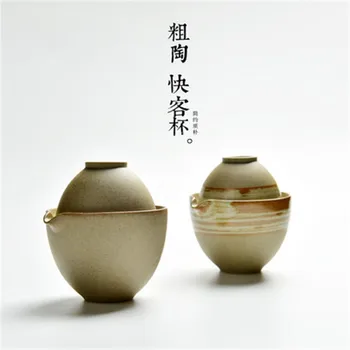 

Retro stoneware garden quick guest cup travel ceramic kitchen dining bar tea one pot and tea cup Japanese teapot set tcp40
