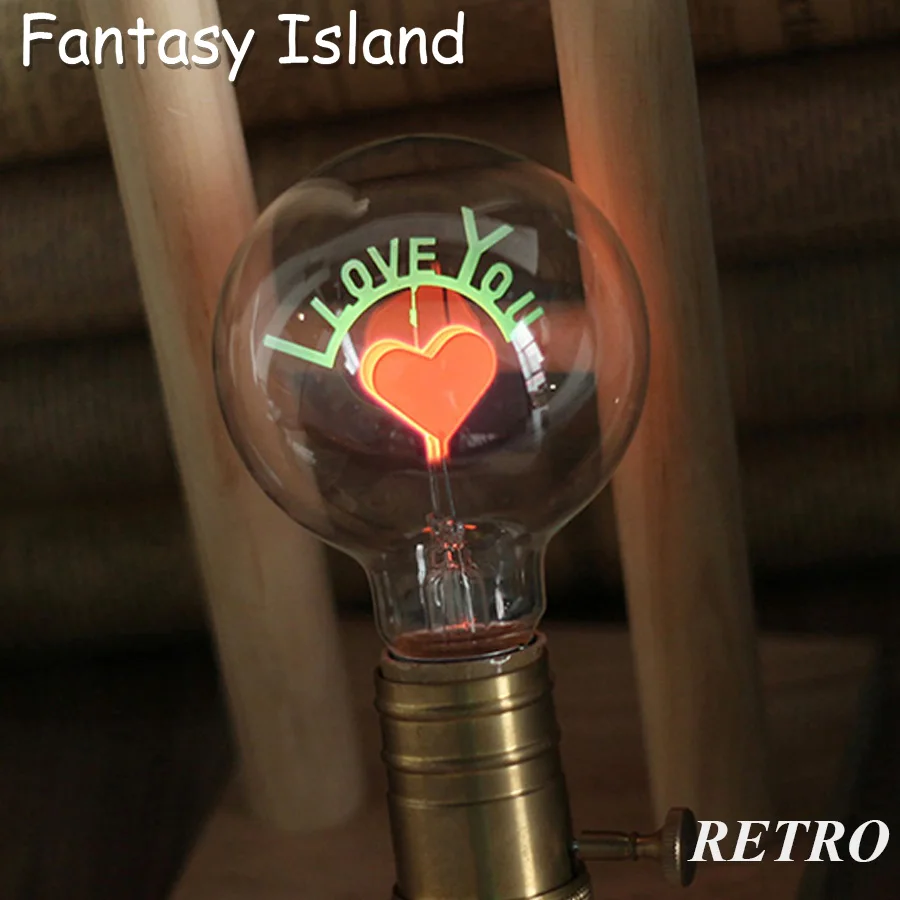 

3D I LOVE YOU Bulb E27 220V 3W Incandescent Bulbs Retro Edison lamp romantic bulb
