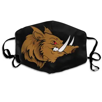

Cartoon Wild Boar Washable Reusable Mask, Cotton Anti Dust Half Face Mouth Mask For Kids Teens Men Women With Adjustable Ear