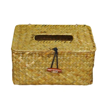 

1 pc Rustic Straw Tissue Box Plaited Paper Holder Container for Home Car