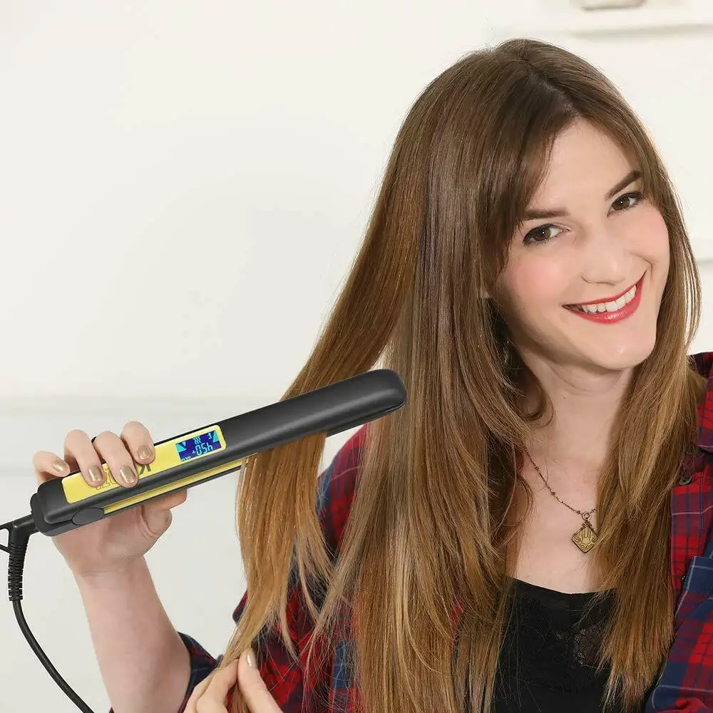 Alisador de Cabelo Modelador de Cabelo Beleza do Cabelo para as Mulheres 2 em 1 Kipozi Display Aquecimento Rápido Ferro Temperatura Ajustável Ferramenta Lcd 10 Ferros alisamento