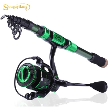 

Sougayilang 1.8-2.4m Portable Telescopic Carbon Fiber Fishing Rod with 12+1BB Gear Ratio 6.2:1 Spinning Fishing Reel Set