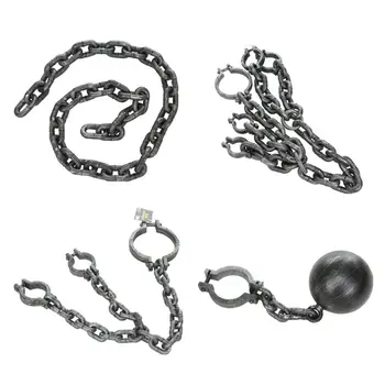 

Halloween Plastic Handcuffs Shackles Iron Chain Big Iron Ball Crew Acting Props Prisoner Dress Up Props Handcuffs