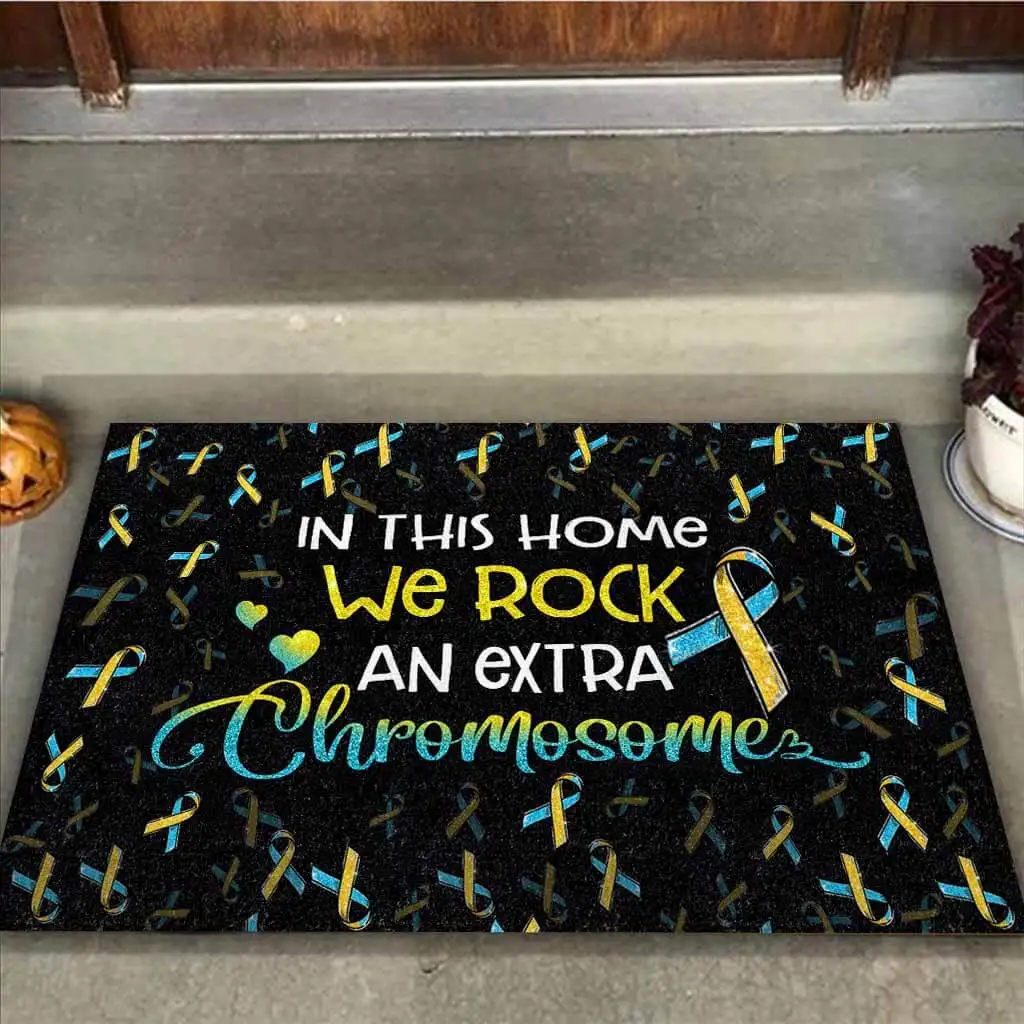 In This Home We Never Give Up Autism Awareness Coir Pattern Print Doormat Non Slip Door Floor Mats Decor Porch Doormat 4