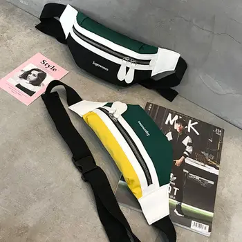 

Waist Bag Women 2020 New Canvas Leisure Panelled Fanny Pack For Girls Letter Bum Bag Packs Fashion Chest Crossbody Bag Belt