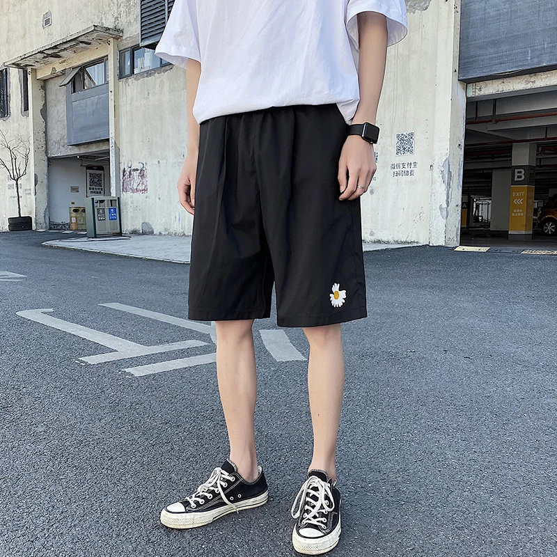 Daisy Print Shorts Men Streetwear 