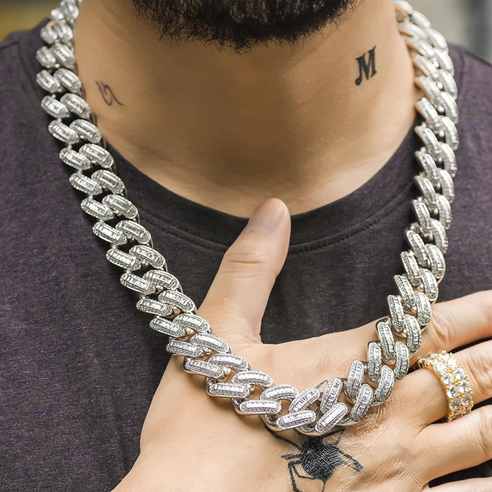 19mm Baguette Cuban Link Choker Full 
