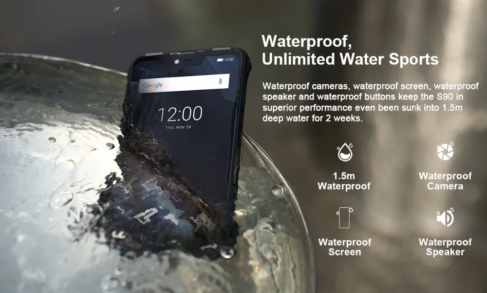 Смартфон DOOGEE S90 защищенный IP68/IP69K 6 18 дюйма 19:9 5050 мА · ч + 128 ГБ Android 8 1 NFC|Смартфоны| |