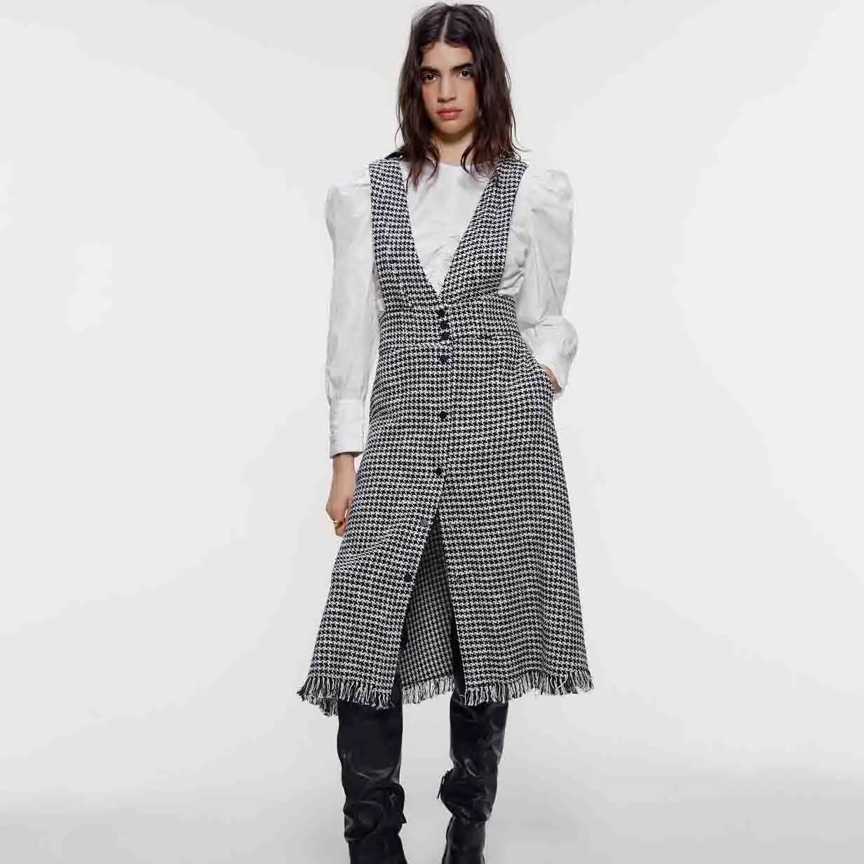 Hchenli Брендовое женское клетчатое платье-жилет - Цвет: plaid