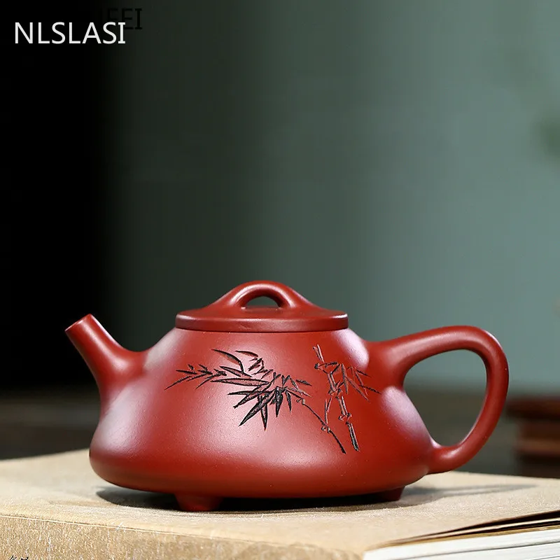 

Китайский Yixing чайный горшок Фиолетовый Глиняный камень совок чайник ручной работы красивый чайный сервиз индивидуальные подарки Аутентичные 190 мл