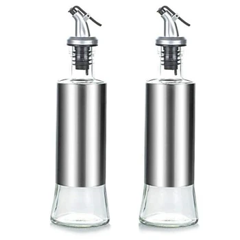 

2 Pcs Olive Oil Bottle,Olive Oil Dispensing Bottle, 300Ml Glass Edible Oil and Vinegar Bottle,For Kitchen and Barbecue