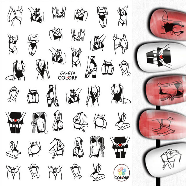 yeni eski İngilizce büyük boyutu 80mm * 103mm numaraları tırnak çıkartmaları Wrap 3D tırnak sanat malzemeleri 6 renkli mektup numarası tırnak Sticker C003(1)