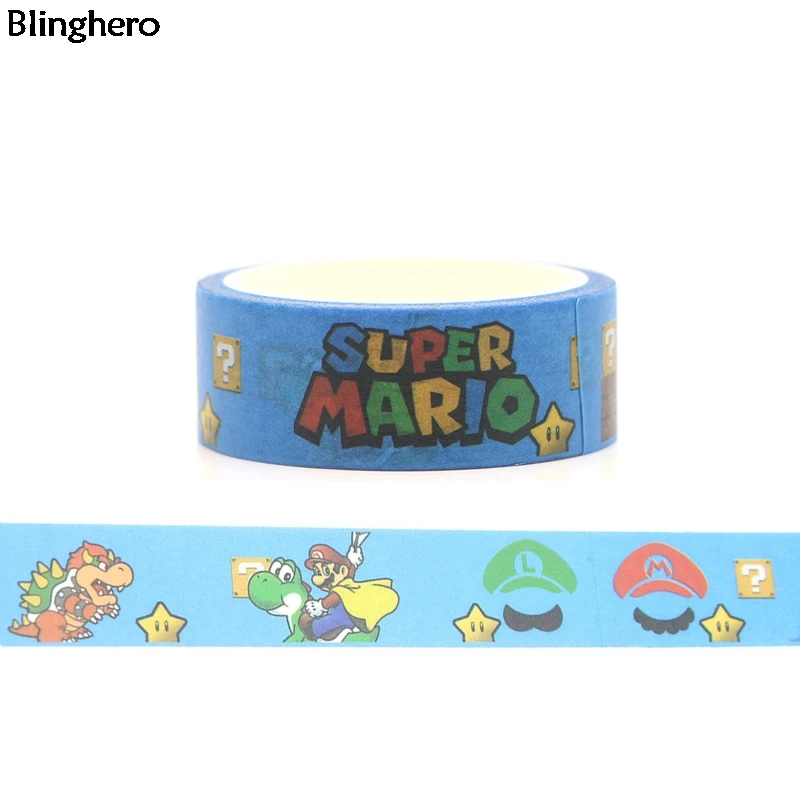 Blinghero plomero gracioso dinosaurio 15mm X 5m cinta de Washi elegante cinta adhesiva pegatinas mano fría cuenta cintas cinta adhesiva BH0030