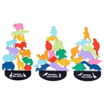 

Wooden Stacking Animal Interlock Toys Balancing Blocks Games Toddler Educational Toys