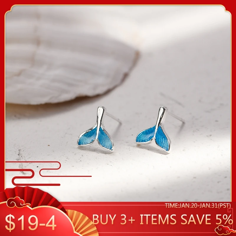 

CodeMonkey 2019 New Arrival Simple Dreamy Blue Mermaid Tail Cute Mini Earrings For Women Making Fashion Jewelry Gift E619