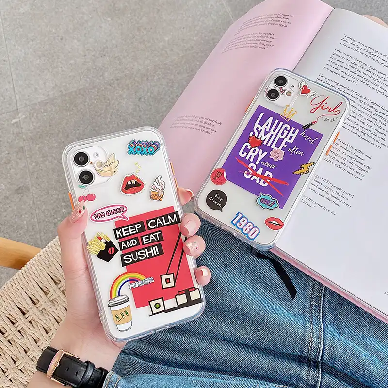 Funny Cute Cartoon Graffiti Phone Case For Iphone 11 Pro Max 7 8 Plus X Xr Xs Max Se 2 Back Cover Fashion Thick Button Soft Capa Phone Case Covers Aliexpress