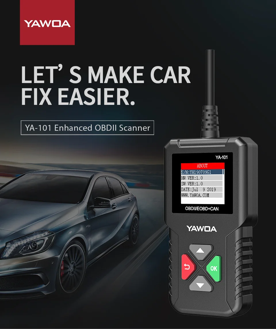 Launch YA-101, полный OBD2 сканер launch Creader, профессиональный считыватель кода двигателя 101, сканер кода ошибки автомобиля, диагностический инструмент