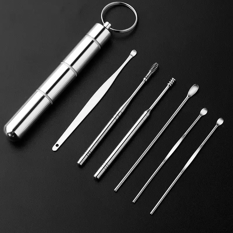 Portable household stainless steel ear cleaning tool set earwax cleaning tool ear wax removal tool ear