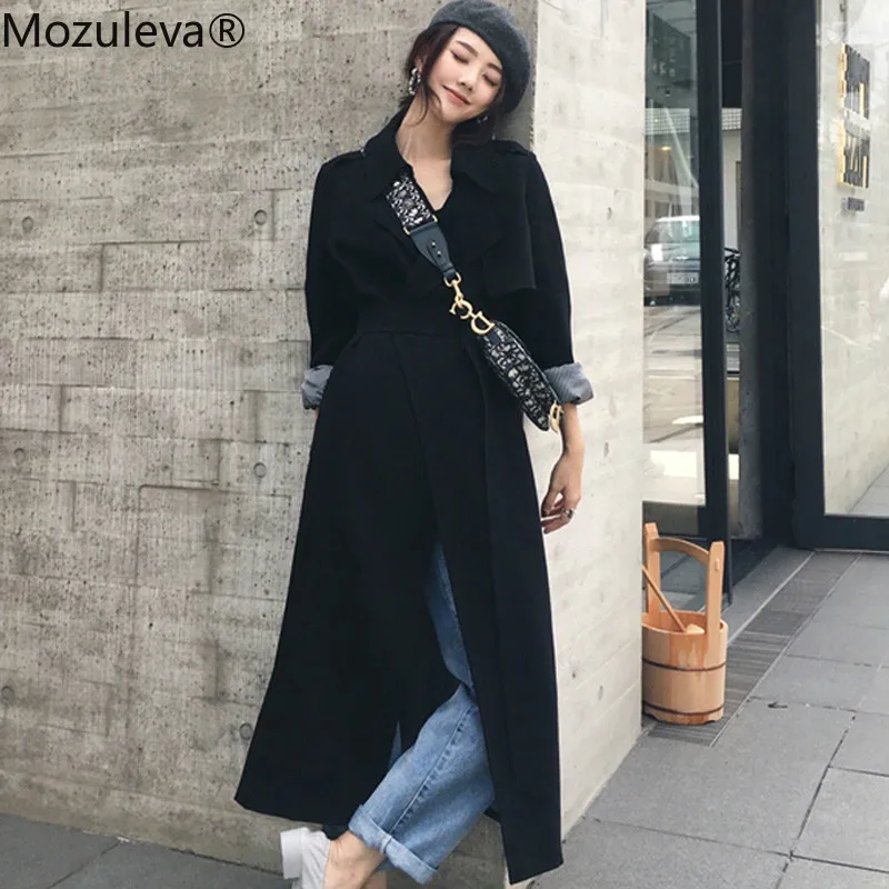 Женский классический однотонный плащ Mozuleva длинный Свободный с отложным