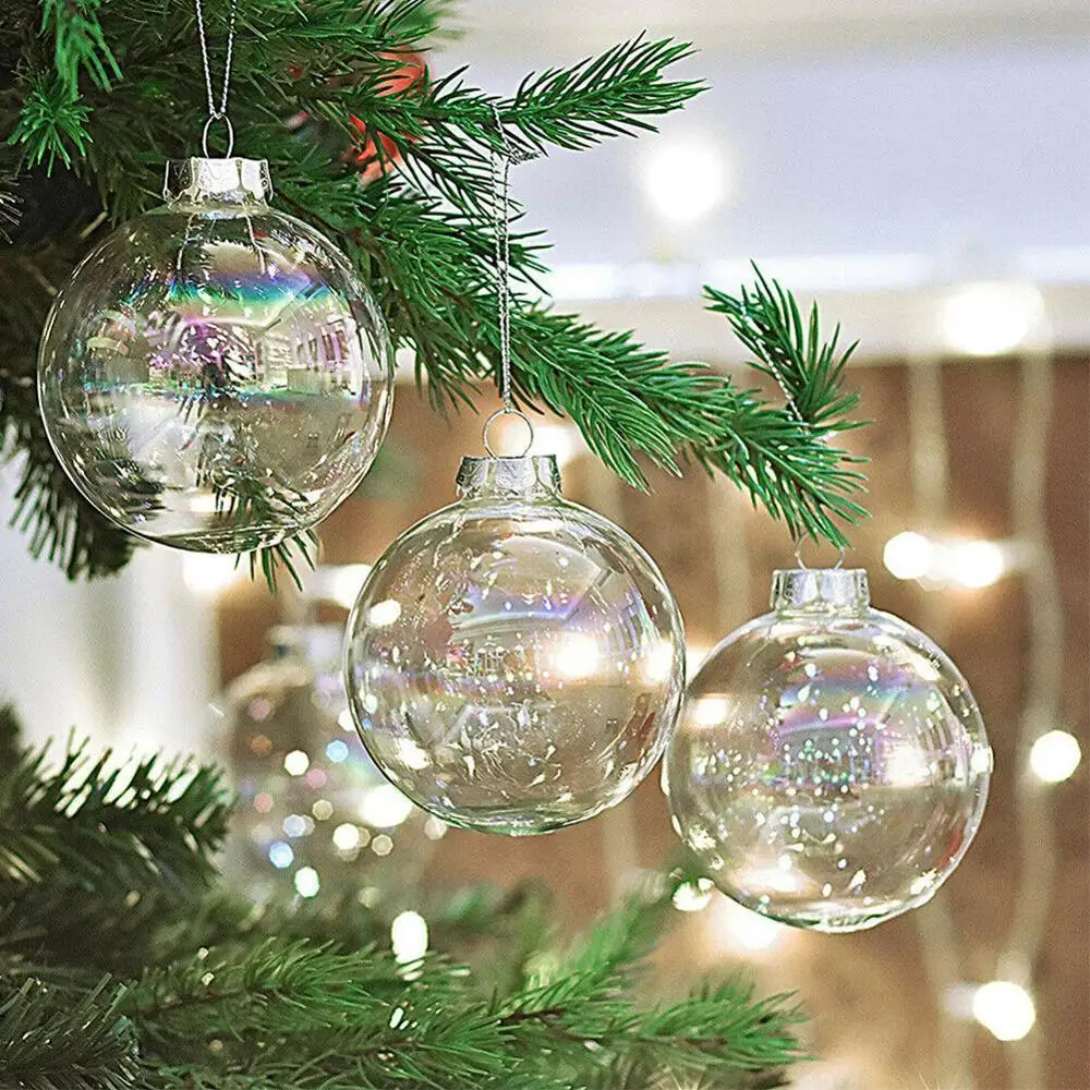 Glass Hanging Ball Christmas Tree Drop Ornaments Iridescent Ball