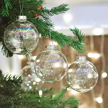

Glass Hanging Ball Christmas Tree Drop Ornaments Iridescent Ball Baubles Sphere Christmas Pendant Decoration Transparent ball