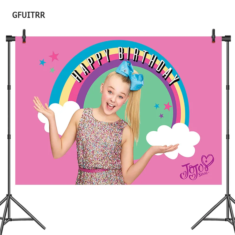 GFUITRR Jojo Siwa фотография Фон Дети День Рождения Вечеринка Радуга фото фон 7x5 футов