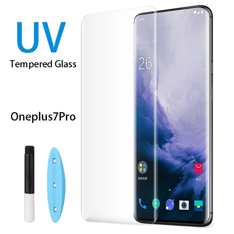 

3D UV Full Glue Screen Protector Curved For OnePlus 7 Pro Tempered Glass For OnePlus 7 Pro 1+7 Pro Liquid Tempered Glass Film