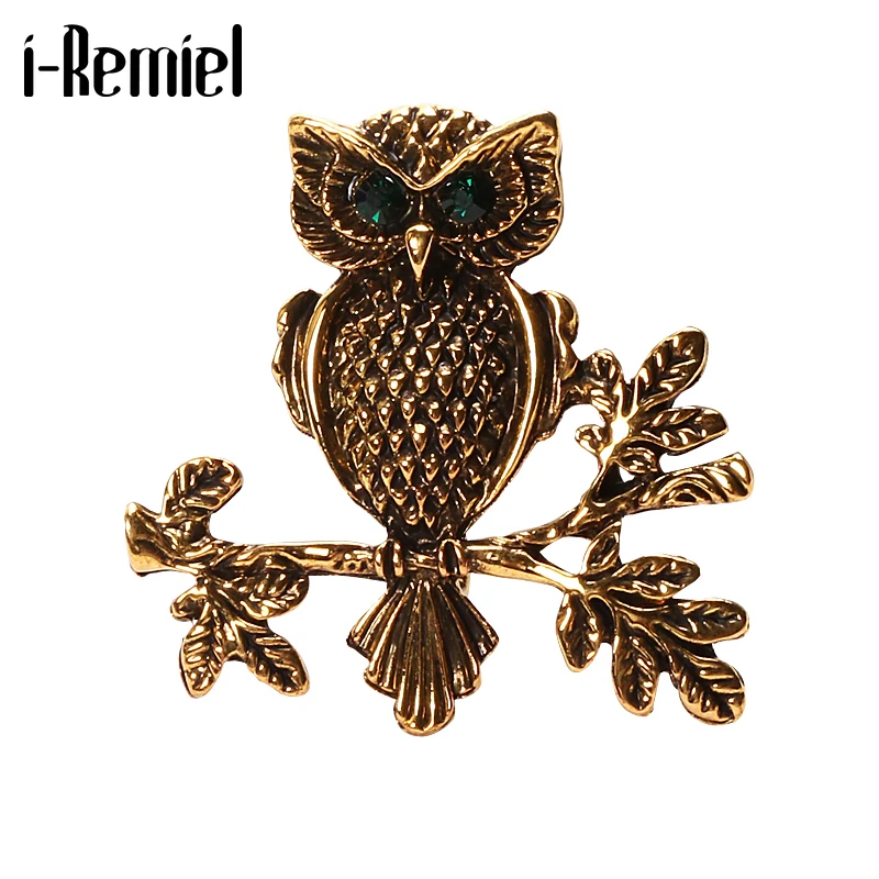 Vintage Zinc Alloy Rhinestone Animal Brooche Pins Owls Brooches for Women Men Badges Hat Scarf Buckle Jewelry Accessories | Украшения и