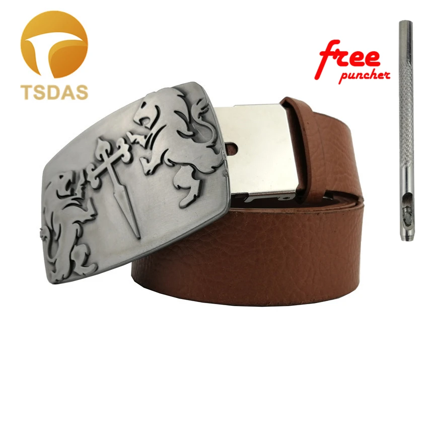 Модный мужской ремень с двумя львами и пряжкой крестом|lion buckle|lion buckle beltlion belt |