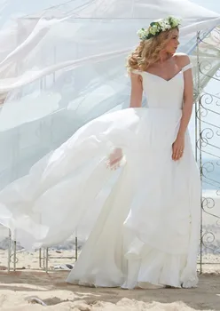 

Off Shoulder A-Line Wedding Dresses Short Sleeves Custom Made Bridal Gowns Beach Spring Fashion Ladies Marriage Wedding Dress