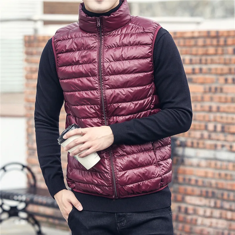 BOLUBAO Brand Men Down Vest Coat Autumn New Solid White Vest Fashion Casual Duck Down Jacket Male