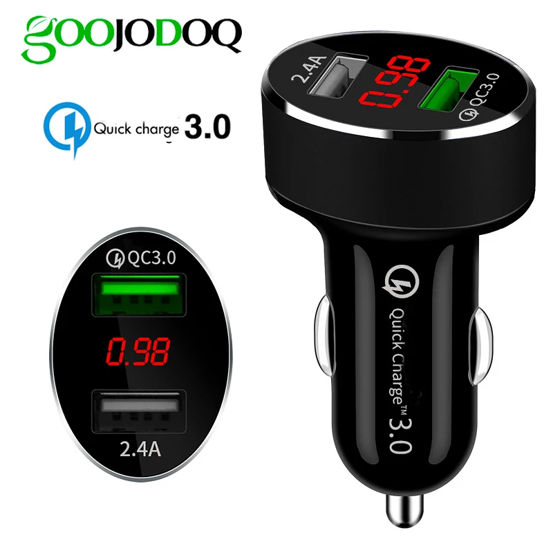 Автомобильное зарядное устройство GOOJODOQ QC 3 0 с двумя портами USB быстрое 1 А