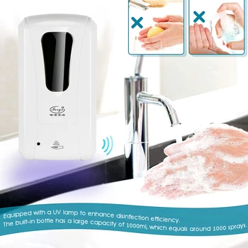 

Touchless Hand Soap Machine Alcohol Mist Spray Hand Hygiene Automatic Sensor UV Light Hand Cleaner Induction UV Lamp 1000ML