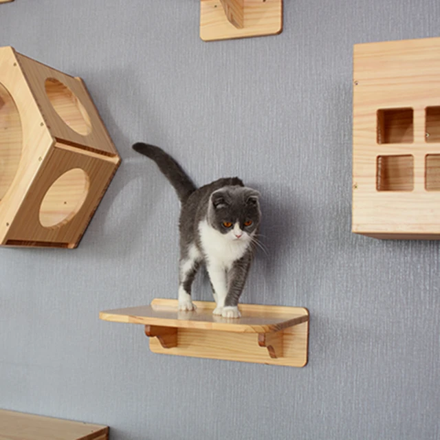 Cat Wall Wood Platform Kitten Jumping Climbing Scratching Frame Pet Toy