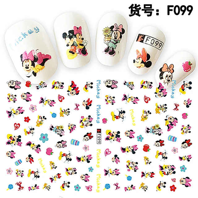 1PCS Disney Cartoon Anime Collection Star Design Nail Sticker Mickey Mouse Donald Duck Lion King Mermaid Stitch Nail Slider F099
