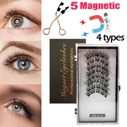 New 5 Magnetic Eyelashes Curler Set Long 3D Mink Magnetic lashes Wear faux cils magnetique Natural Thick False Eyelashes