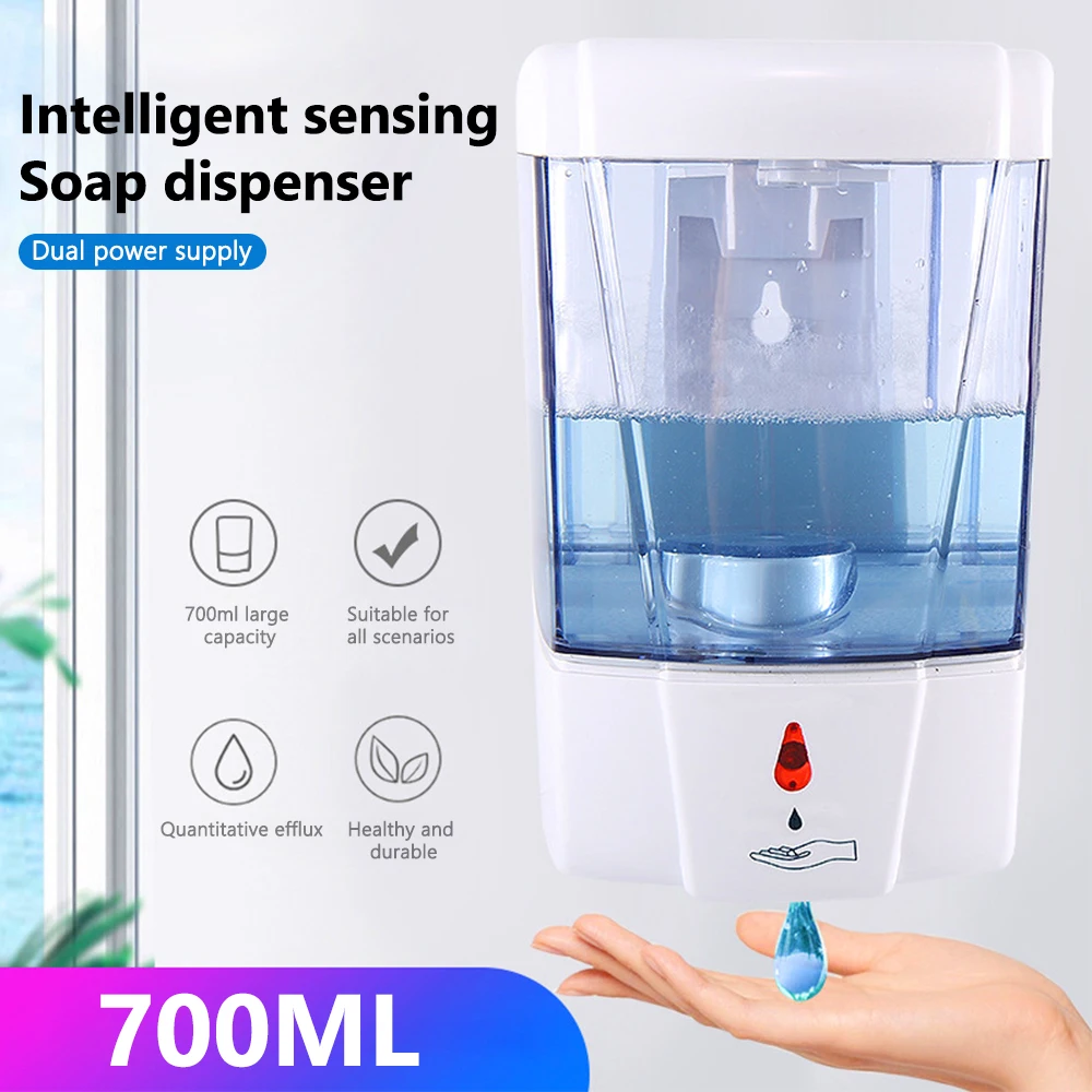 

700ml Capacity Automatic Soap Dispenser Touchless Sensor Hand Sanitizer Detergent Dispenser Wall Mounted For Bathroom Kitchen