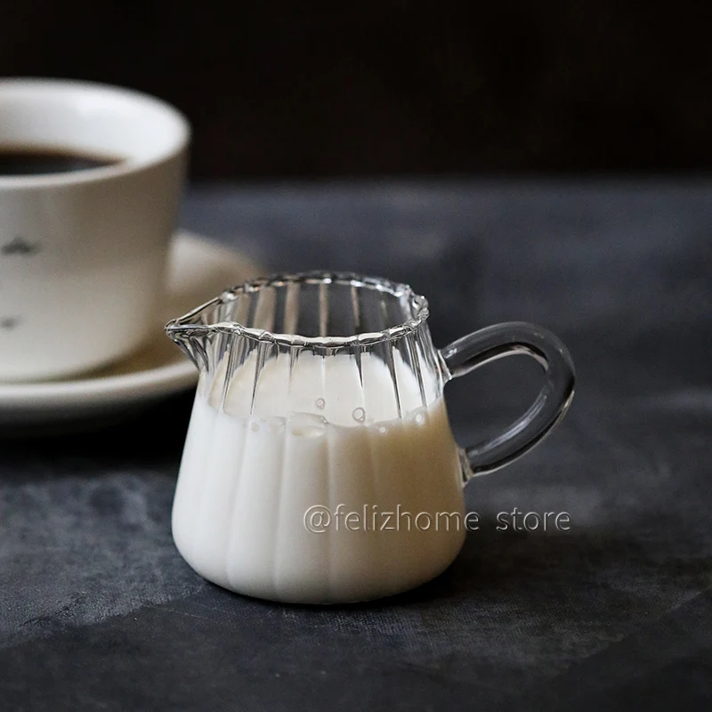 Glass Creamer Pitcher Cup Coffee Creamer Jar with Pour Spout Mini Glass  Milk Jug(100ml) 