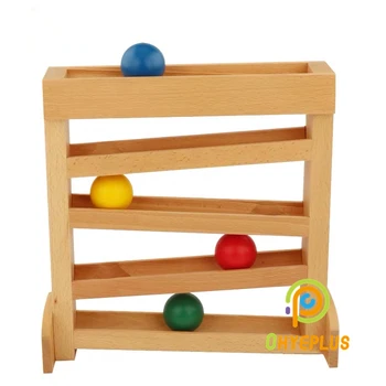 Montessori Baby Toys Sensory Activities  Wooden Ball Tracker Ball Running Dropping Game for Infant Toddler Visual Sense