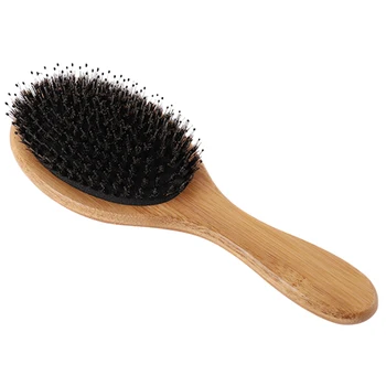 

Boar Bristle Comb Durable Wood Handle Paddle Massage Anti-Static Hair Brush Healthy Smooth Styling Tool Portable Professional