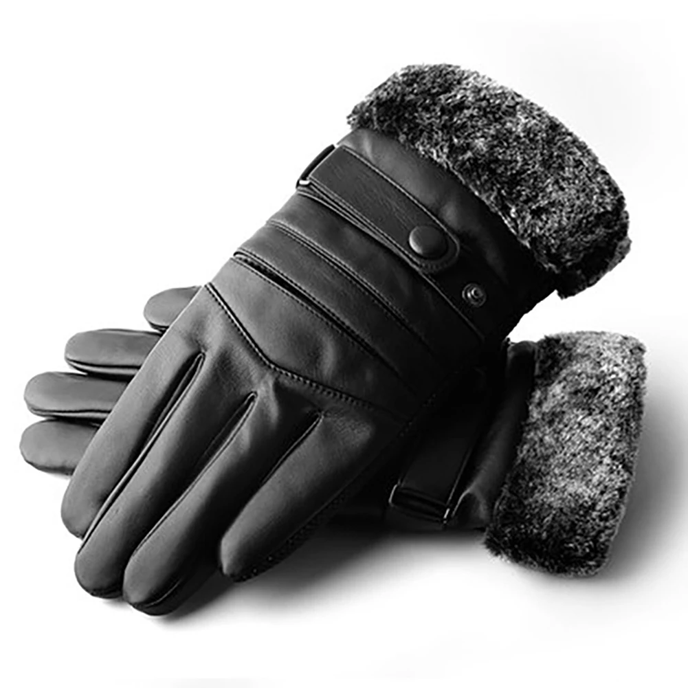

1 Pair Driving Gloves Leather Winter Gloves Touch Screen Windproof Warm Driving Guantes Male Autumn Keep Warm Effectively