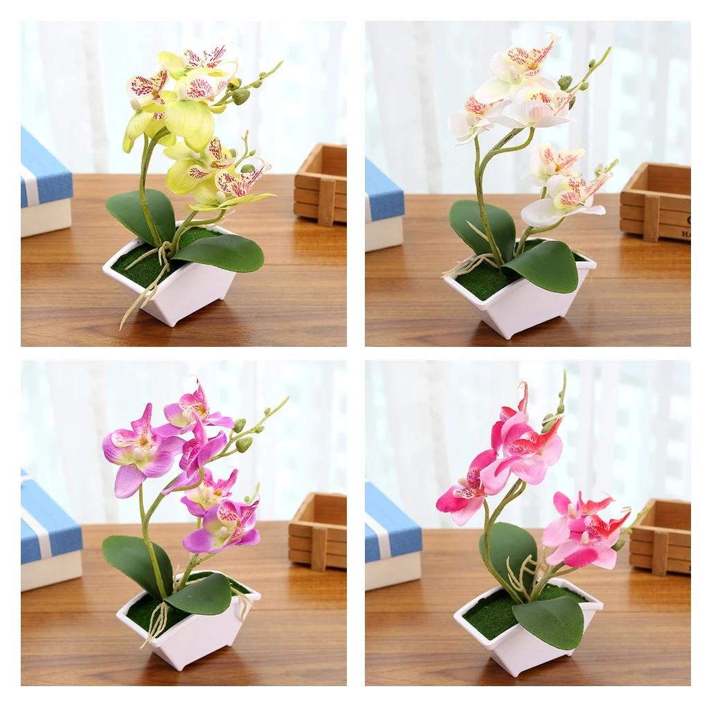 Artificial Orchid Bonsai Vintage Fake Flower Stem Arrangement Bouquet Tabletop Indoor Outdoor Office Wedding Party Decor Gift | Дом и сад