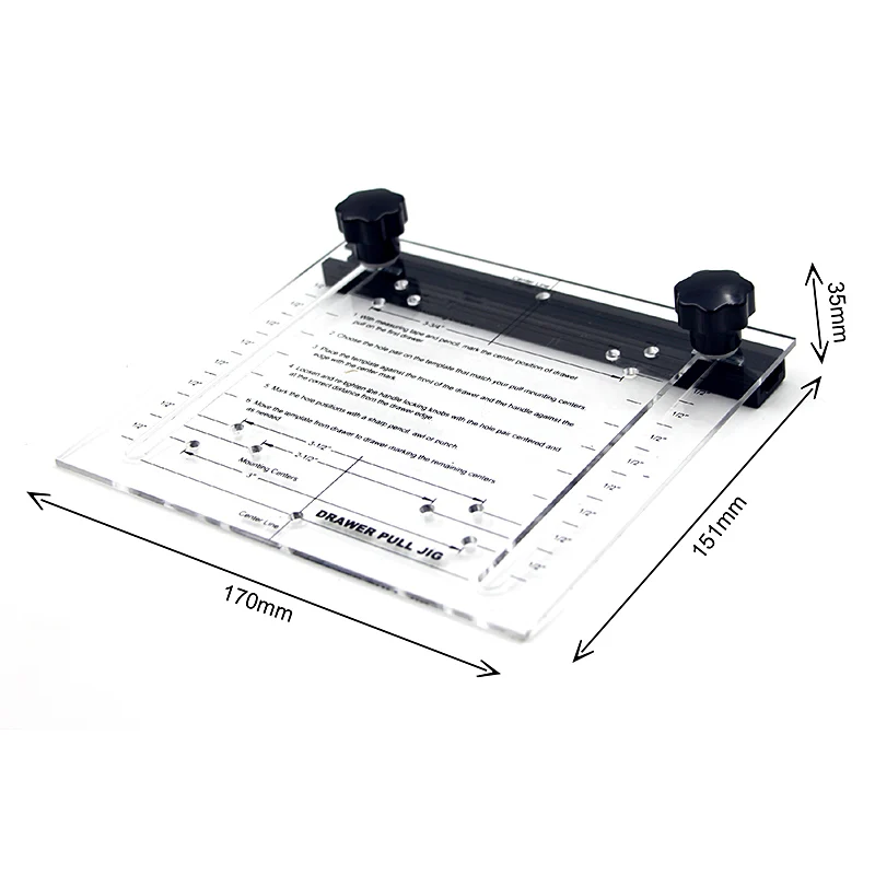 Acrylic Drill Hole Guide Woodworking Inclined Hole Locator for Cabinet Drawer Pull Jig Drilling Hole Installation Tool