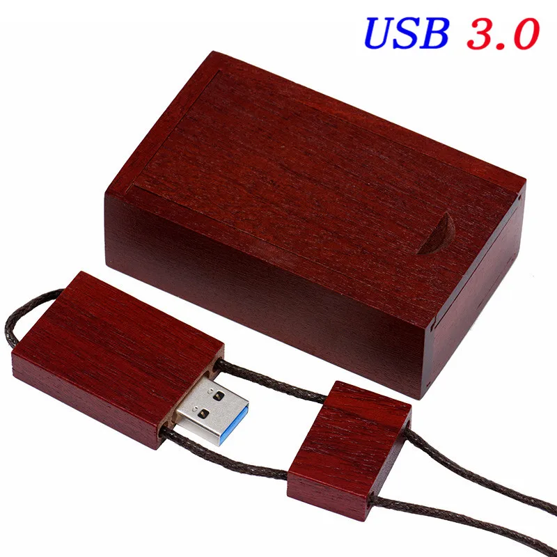 SHANDIAN USB 3,0(10 шт. бесплатный логотип) деревянный с веревкой usb+ Подарочная коробка usb флеш-накопитель карта памяти 4 ГБ 16 ГБ 32 ГБ 64 ГБ подарок - Цвет: Rose wood