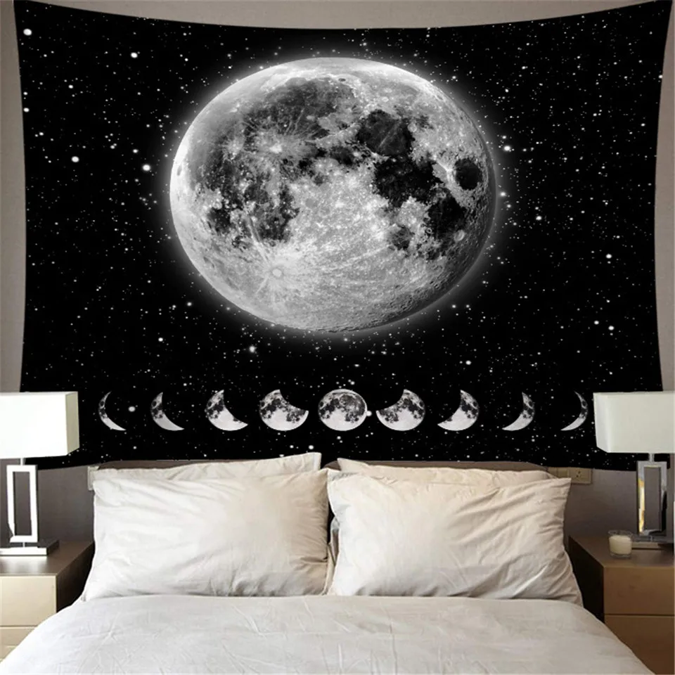 Cilected Sun And Moon Psychedelic гобелен череп хиппи настенный домашний художественный